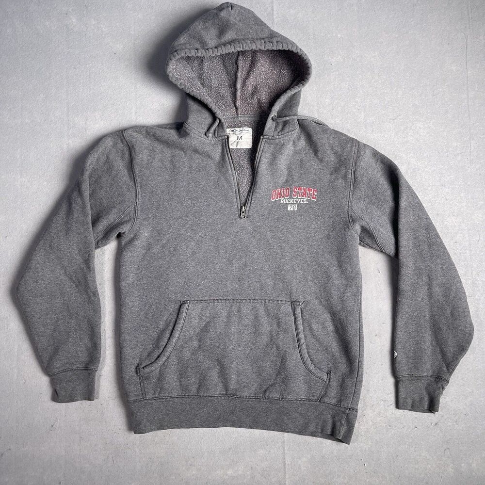 Champion Ohio State Buckeyes Hoodie Men Medium Gray University Fleece Pockets